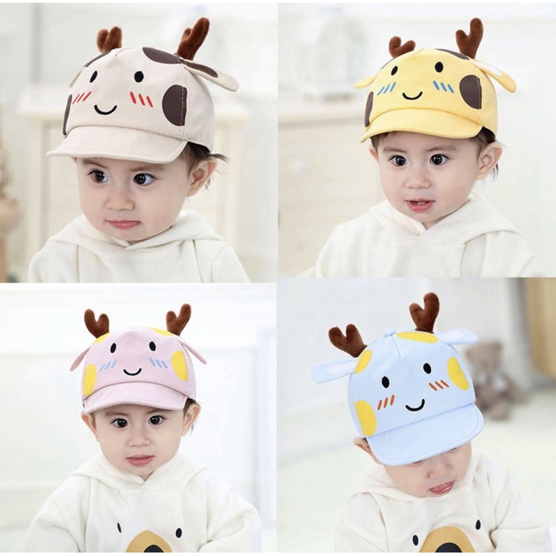 Topi Baseball/Bucket Anak Bayi Balita Laki Laki / Perempuan model Tanduk Deer Goat /Baby Toddler Hat-Baseball Deer