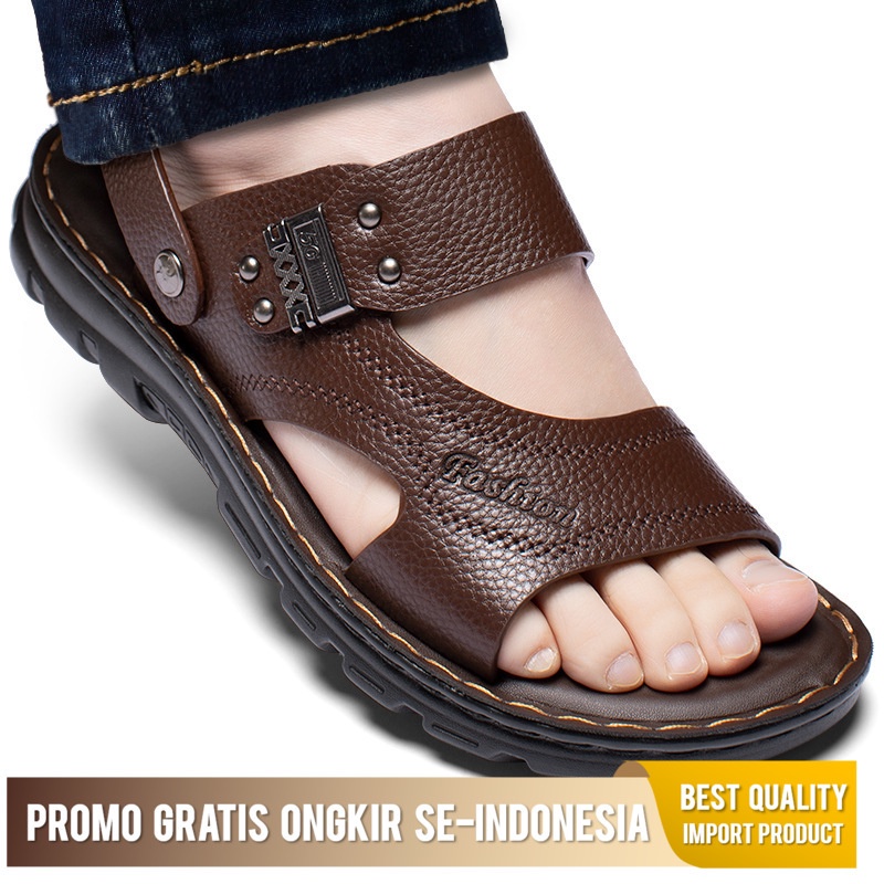 Sandal Pria Casual 2022 Sandal Kulit Sepatu Tebal Pantai Bawah Bernafas Laki-laki