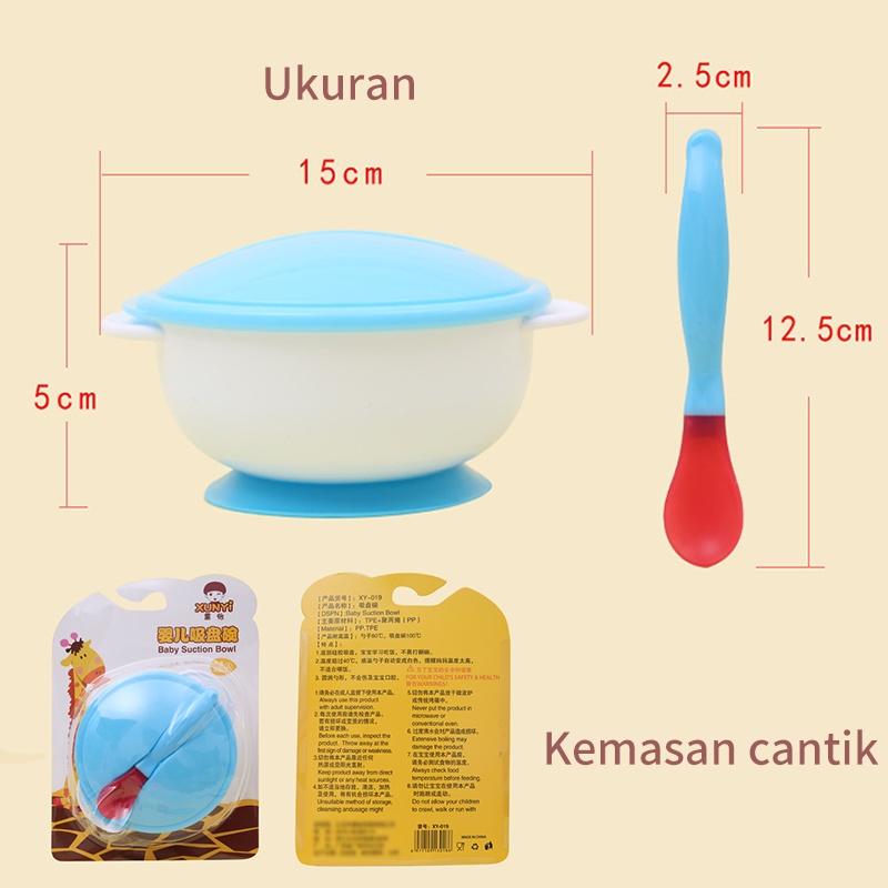 Mangkuk Pengisap Bayi Set Mangkuk Perjalanan dengan Penutup Mangkuk Makan Bayi Suplemen Anak Mangkuk Pengisap Belajar Makan Mangkuk Pelatihan Aman dan Ramah Lingkungan