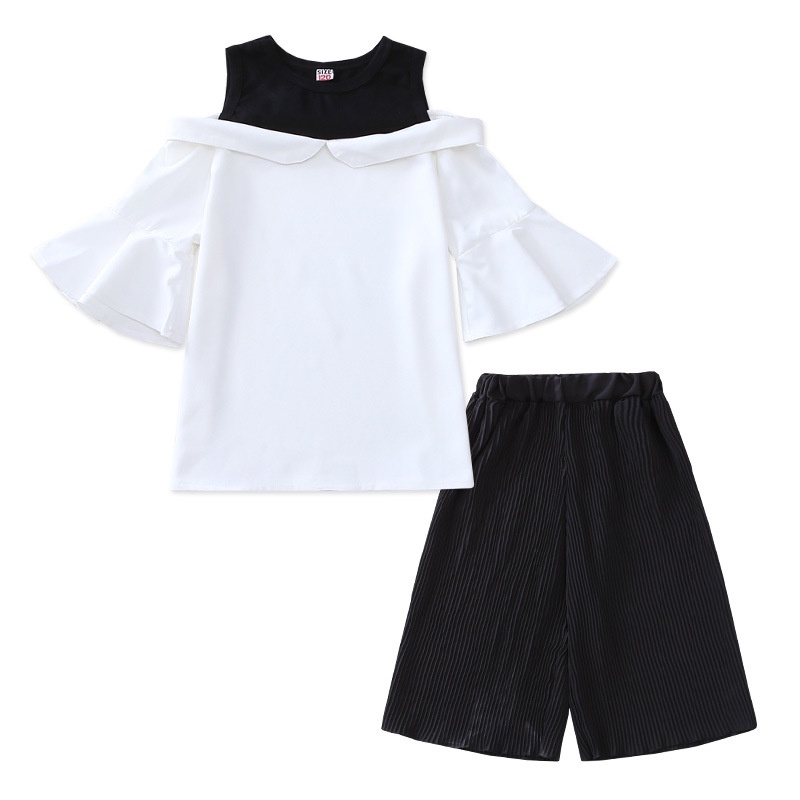 SSP32-Setelan Set Anak ABG Blouse Off Shoulder + Celana  Kulot Plisket Urban