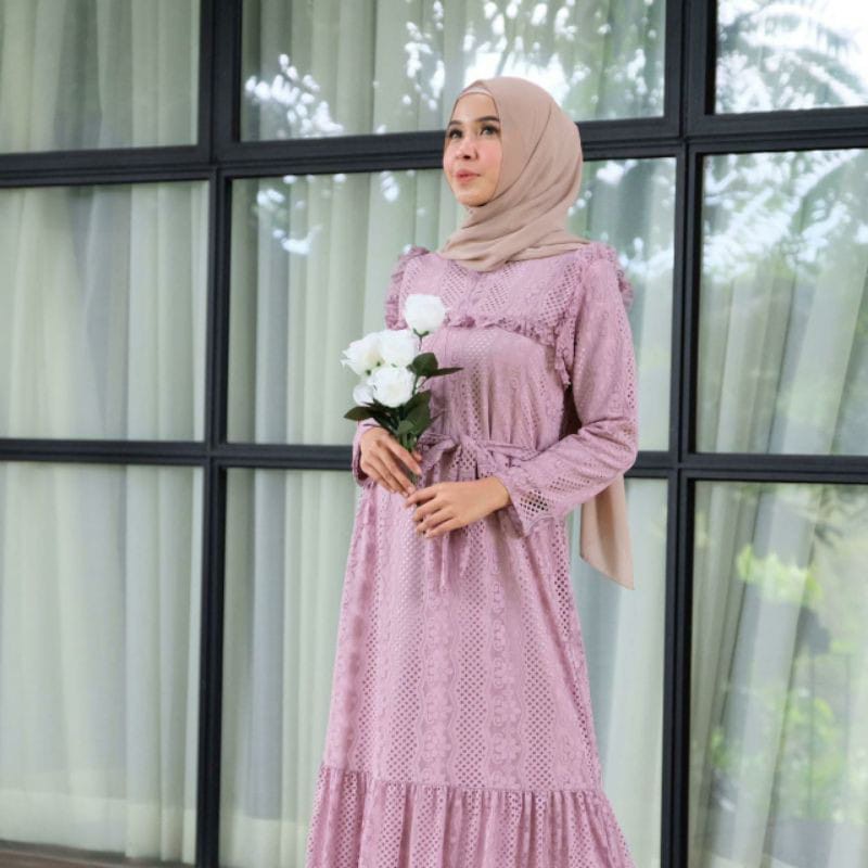 ꧁𓊈𒆜𝔢𝔩𝔦𝔷𝔦𝔞.𝔠𝔩𝔬 𒆜𓊉꧂ Outfit Gamis Syari Brukat Tile Mutiara Sabrina Mix Velvet Jumbo Tile Gamis Wanita Terbaru / Dress Wisuda/ Baju Muslim Wanita Terbaru /Gamis Tile Dotti/ Dress Gamis Seragam/Dress Bridsmaid/ Gamis Remaja-2