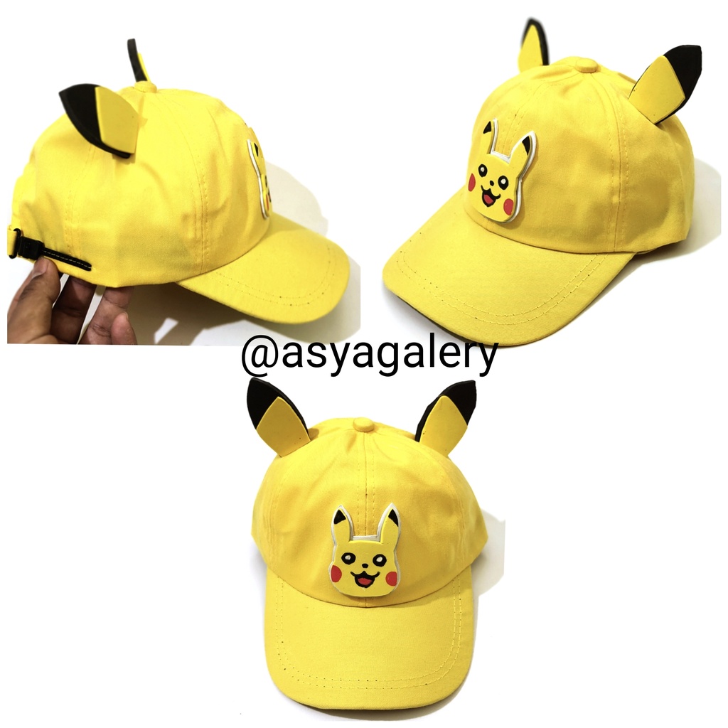 TOPI ANAK PIKACHU/TOPI POKEMON/TOPI PIKACU ANAK/TOPI KARAKTER POKEMON GO