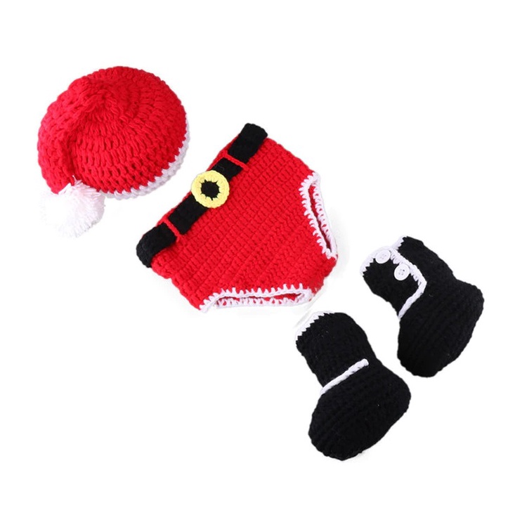 Baju Santa Christmas Natal Kostum Costume Santa Baby Crochet with Shoes