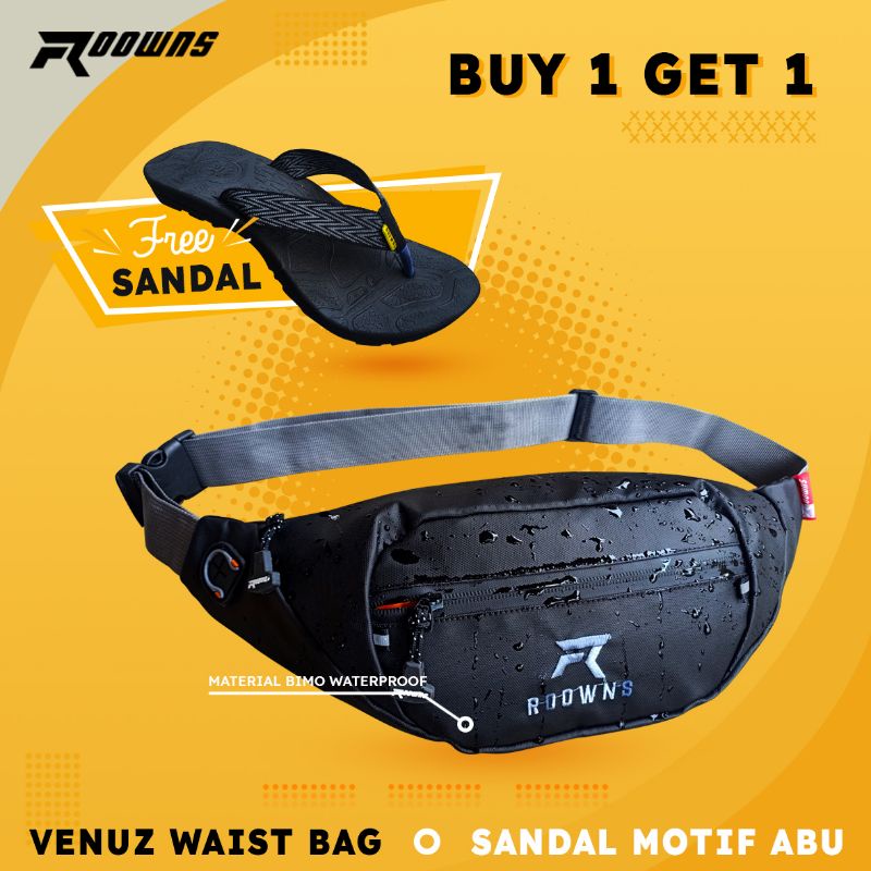 Tas Selempang Pria Wanita Waistbag Running Pria Wanita Slingbag Waterproof Free Sendal Gunung Jepit Venuz