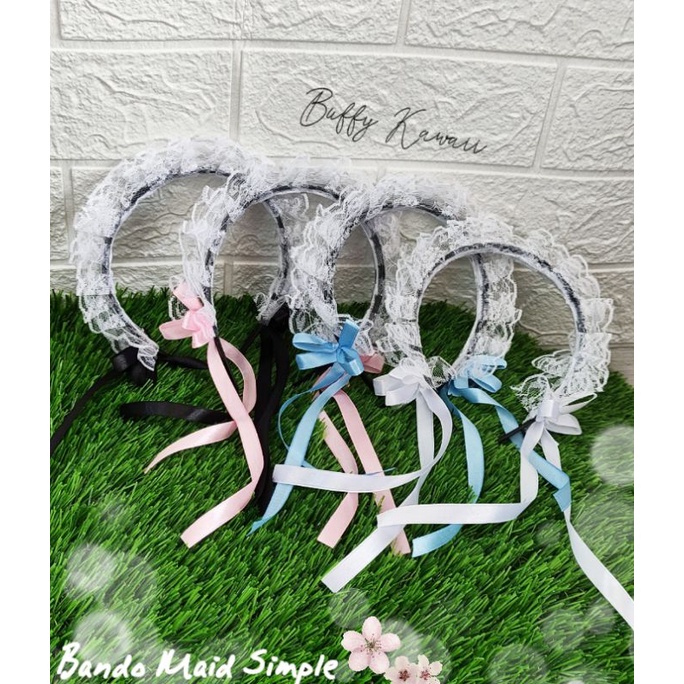 Bando maid cosplay renda putih pita rumbai lolita harajuku halloween kawaii fashion