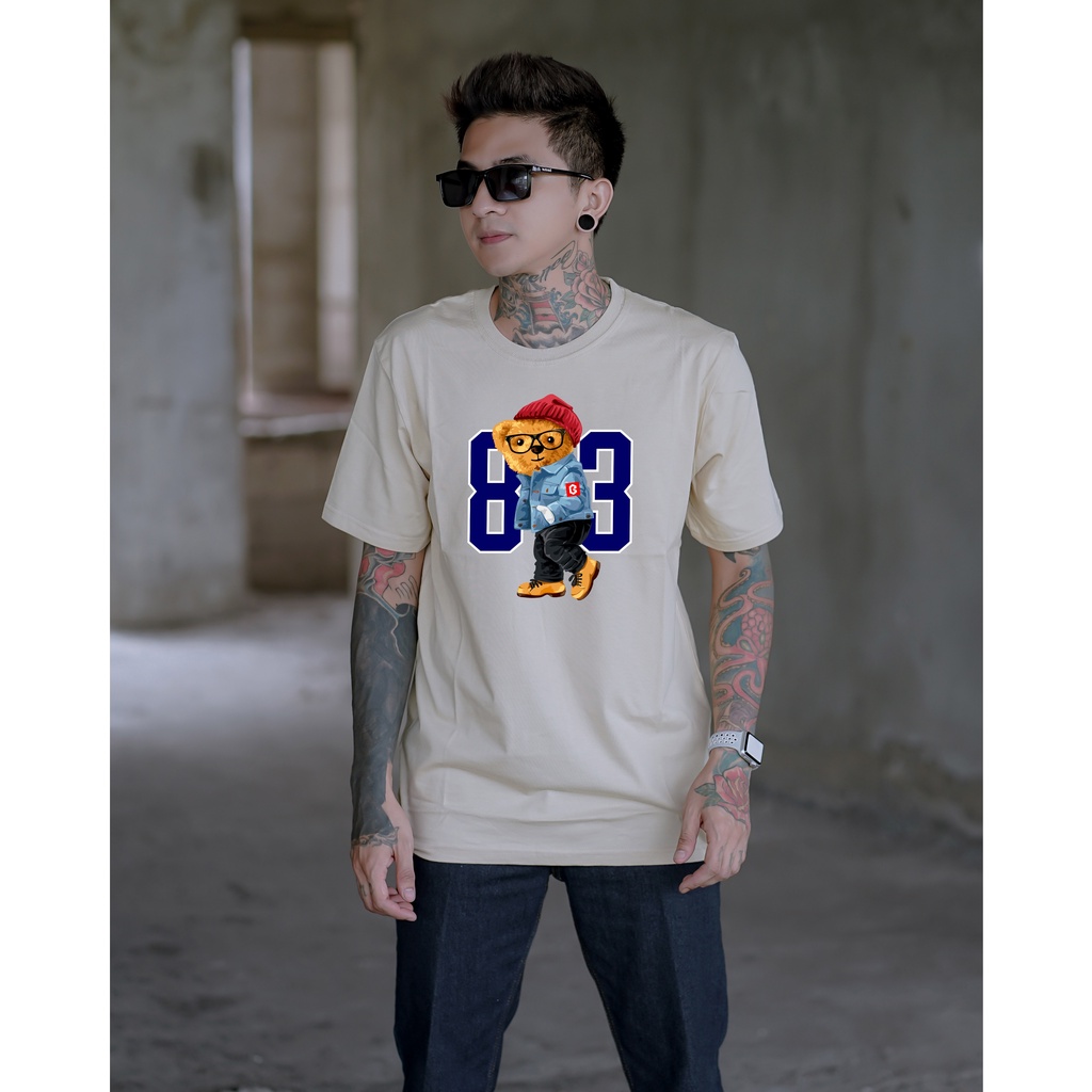 BRIGO Kaos Lengan Pendek Bear 83 II Kaos Distro BRIGO Beruang 83 II Kaos Katun Combed M-XL ( Pria &amp; Wanita )