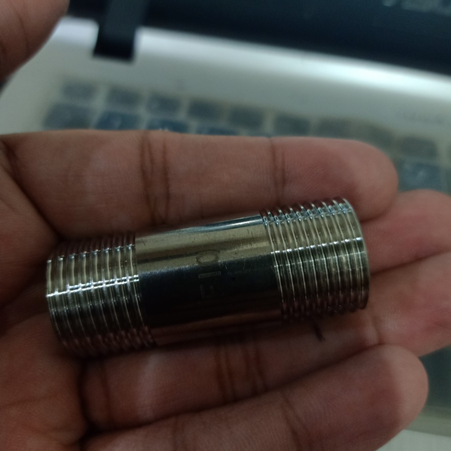 Double Neple Nipple Nepel 1/2x1/2 Panjang Stainless