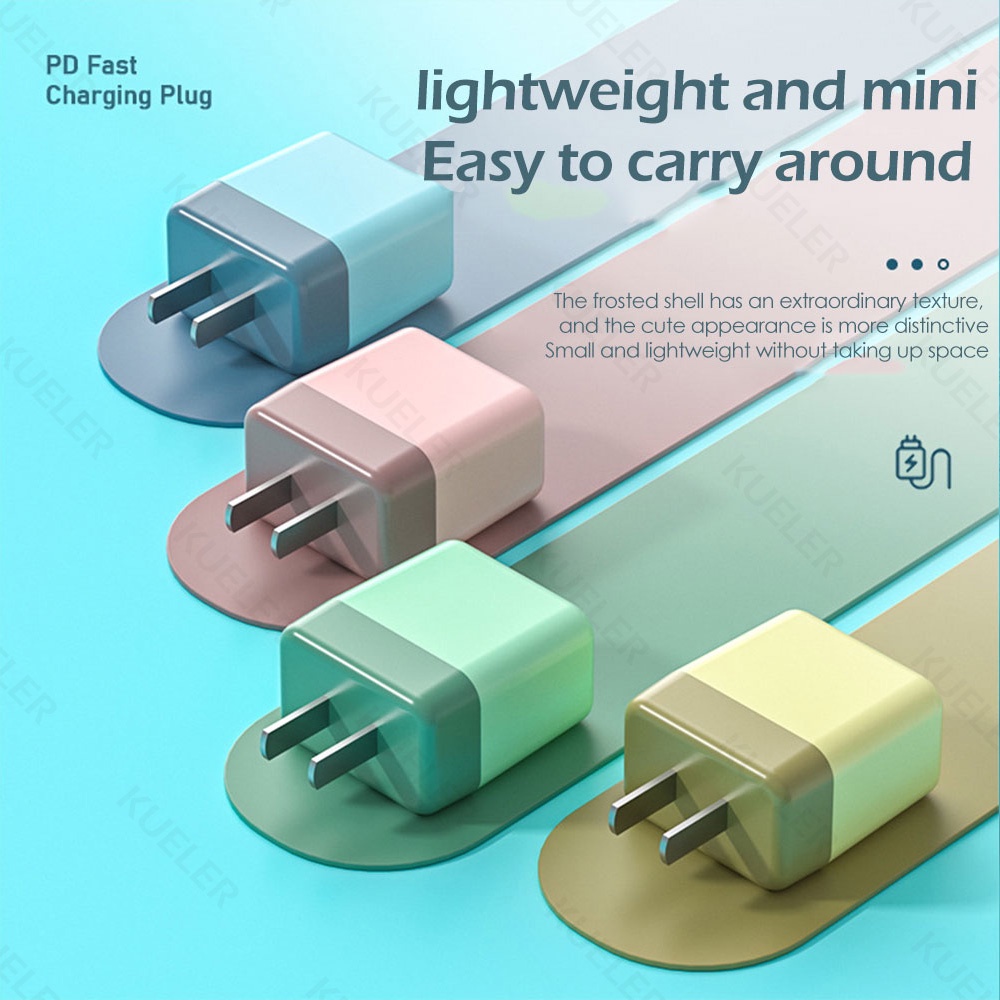 Adapter Charger Fast Charging Mini 20W PD Warna Macaron Untuk iP