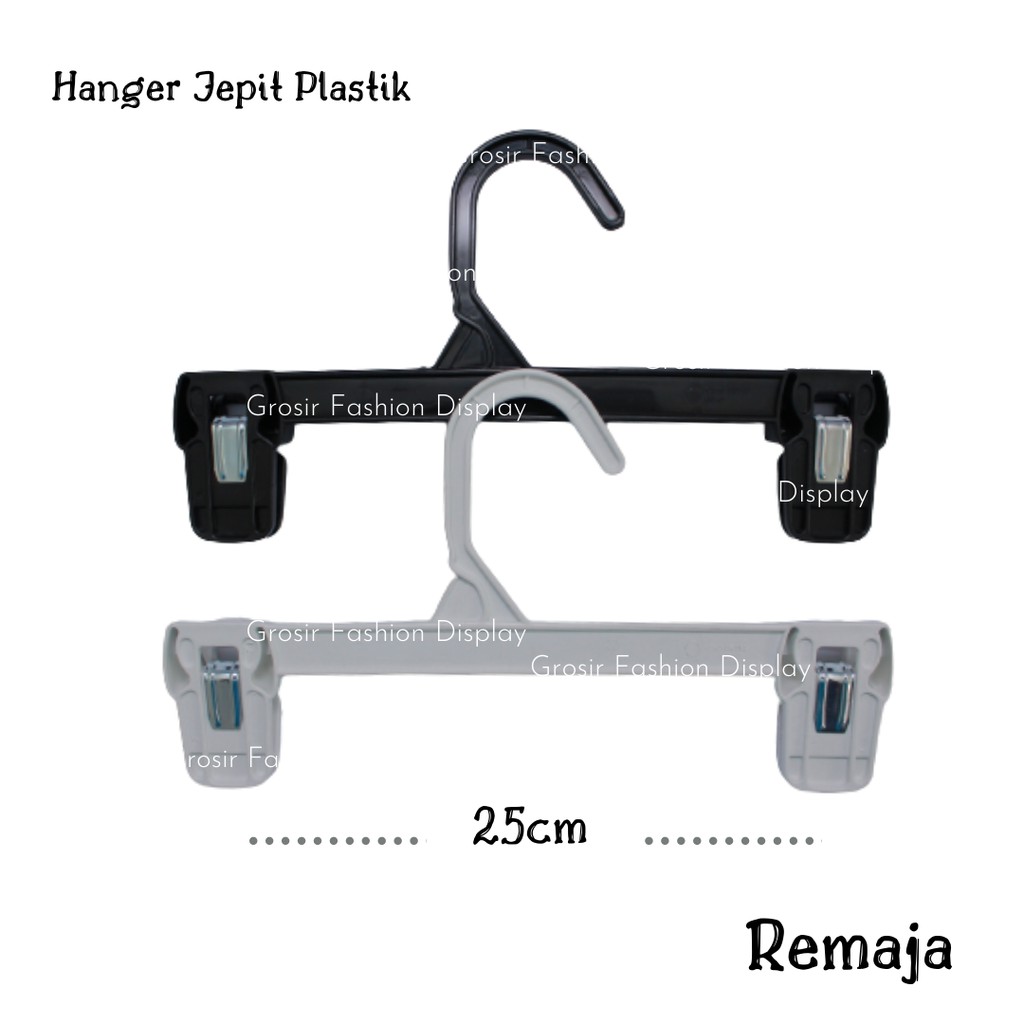 Hanger Jepit Plastik Warna Putih Hitam / Gantungan Celana / Gantungan Baju / Hanger Rok (BH)