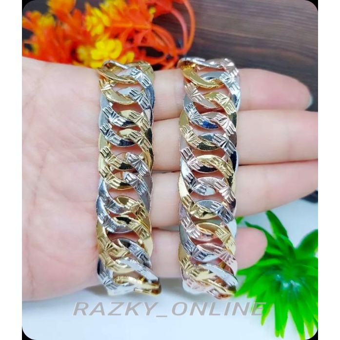 GELANG TANGAN WARNA KOMBINASI GELANG TANGAN RANTAI SISIK NAGA PERHIASAN WANITA DEWASA
