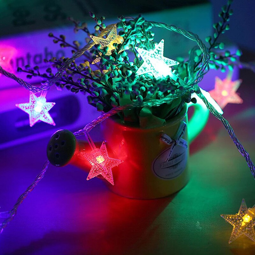 ❤️GTB❤️ E006 Lampu Natal Model Bintang Warna Warni Hias Natal 7,5 meter Tahan Air Import COD