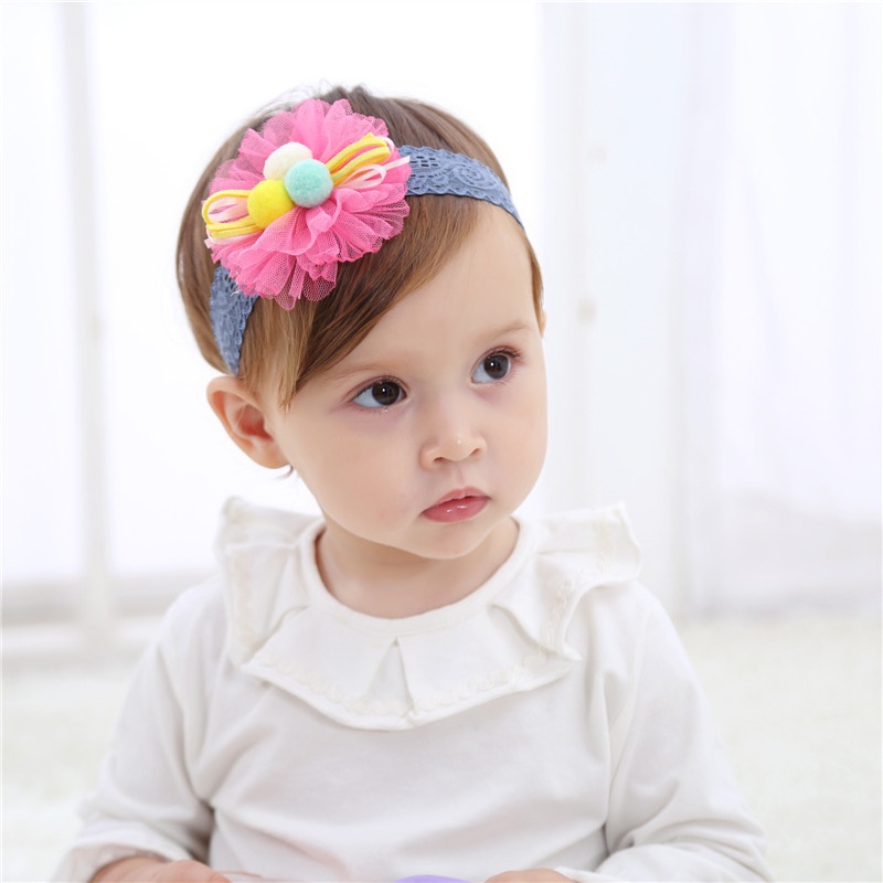 B24-Bandana A12000nak Bayi Perempuan Lace Triple Pom2