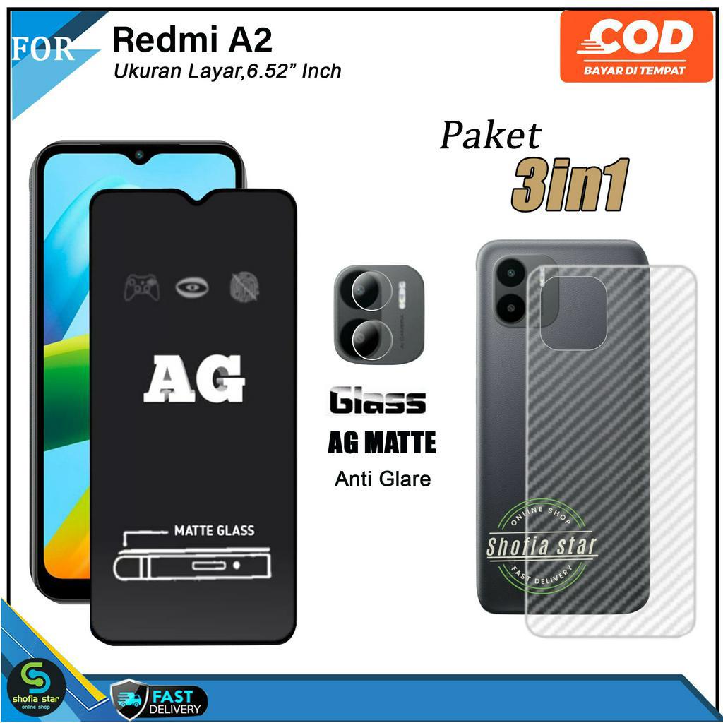 Promo 3in1 Tempered Glass Ceramic Privacy Redmi A2 Anti Gores Anti Spy Full Layar