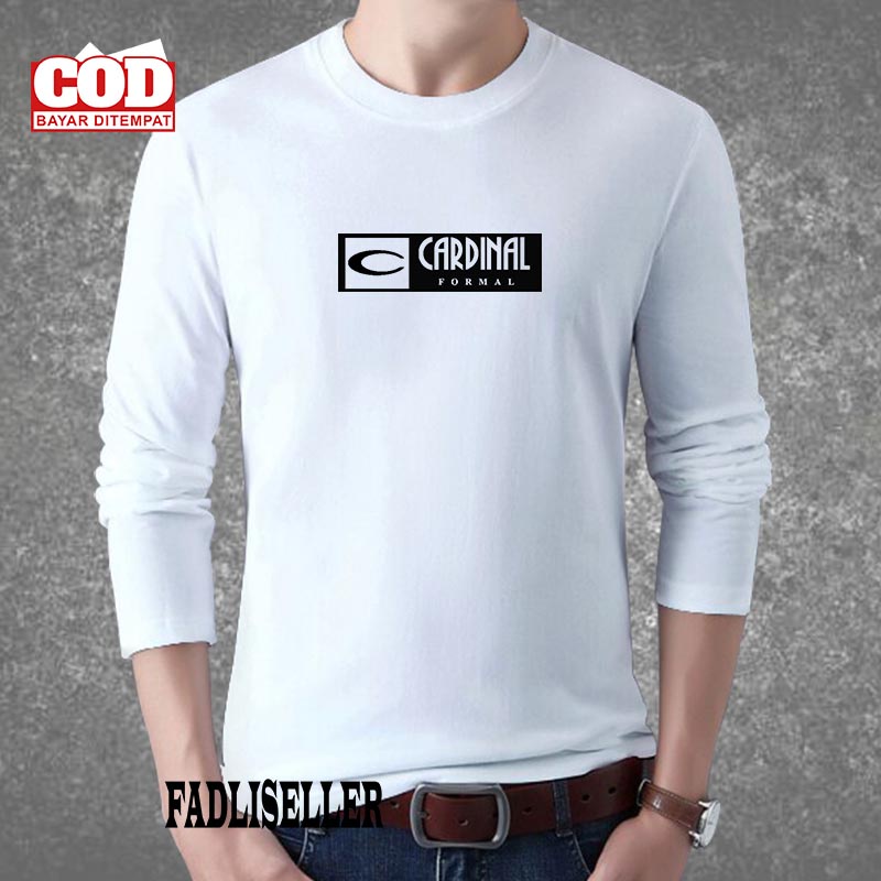 Baju Kaos Pria Lengan Panjang / Baju Kaos Cardinal Formal Blok Hitam / Baju Kaos Distro Cotton Combe