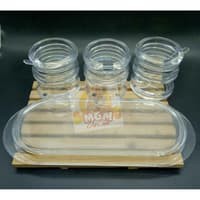 Acrylic Sauce Pot w Spoon set3 + tray Tempat Sambal dengan sendok 2531