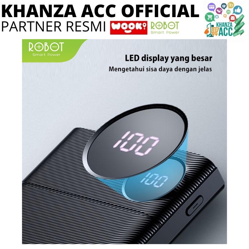 KHANZAACC PowerBank ROBOT 10000mAh RT190 Dual Input Port Type C &amp; Micro USB Original Bergaransi