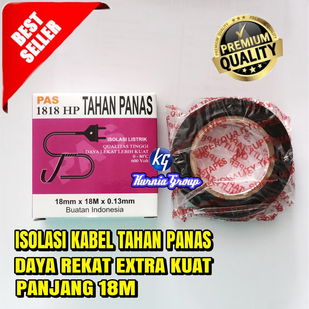 ISOLASI HITAM 18M PUSH ON TAHAN PANAS SUPER KUAT ORI 100% SELOTIP PUSHON ANTI API SOLASI CABLE LISTRIK SOLASI HITAM SUPER KUAT 20 YARD TAHAN API