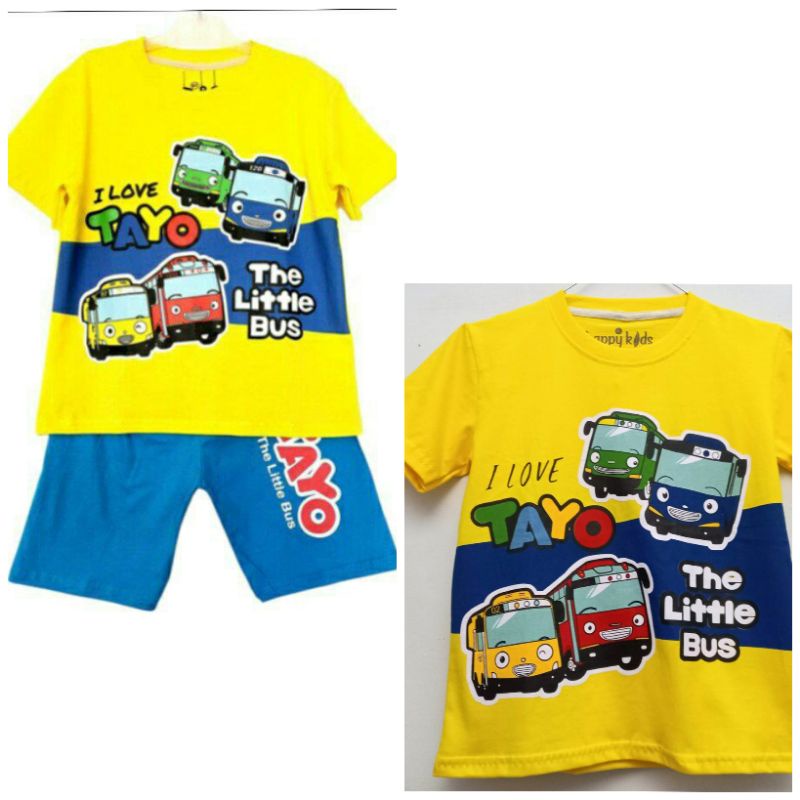 KAOS ANAK LAKI LAKI KARAKTER TAYO KUNING/KAOS HARIAN ANAK GAMBAR TAYO KUNING/TAYO