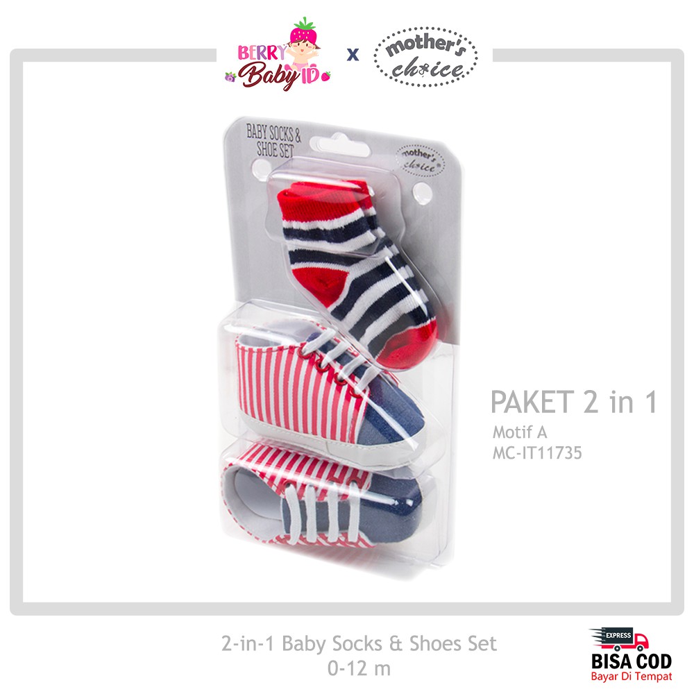 Mother's Choice Paket Kaos Kaki &amp; Sepatu Bayi Baby Socks &amp; Shoe Set MCH014 Berry Mart