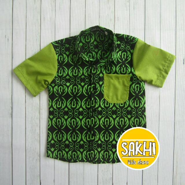 Kemeja Anak Batik Kombinasi Hijau
