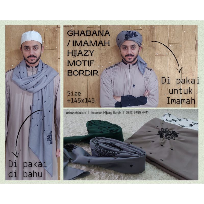 Gabana Bordir | Imamah Makkawi Bordir| Imamah Hijazy Bordir | Surban Segi Empat Motif Bordir