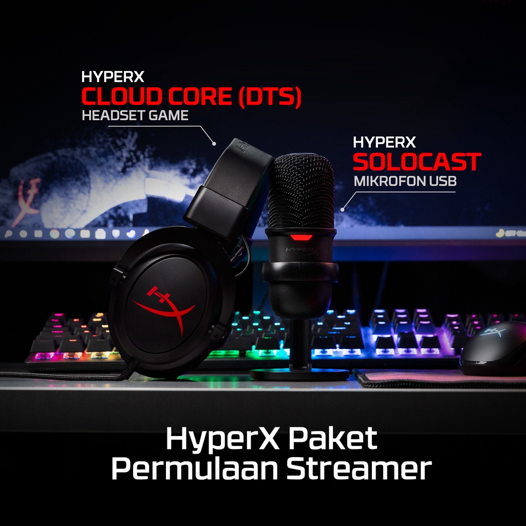 HyperX Streamer Starter Pack Cloud Core Headset &amp; Solocast USB Mic