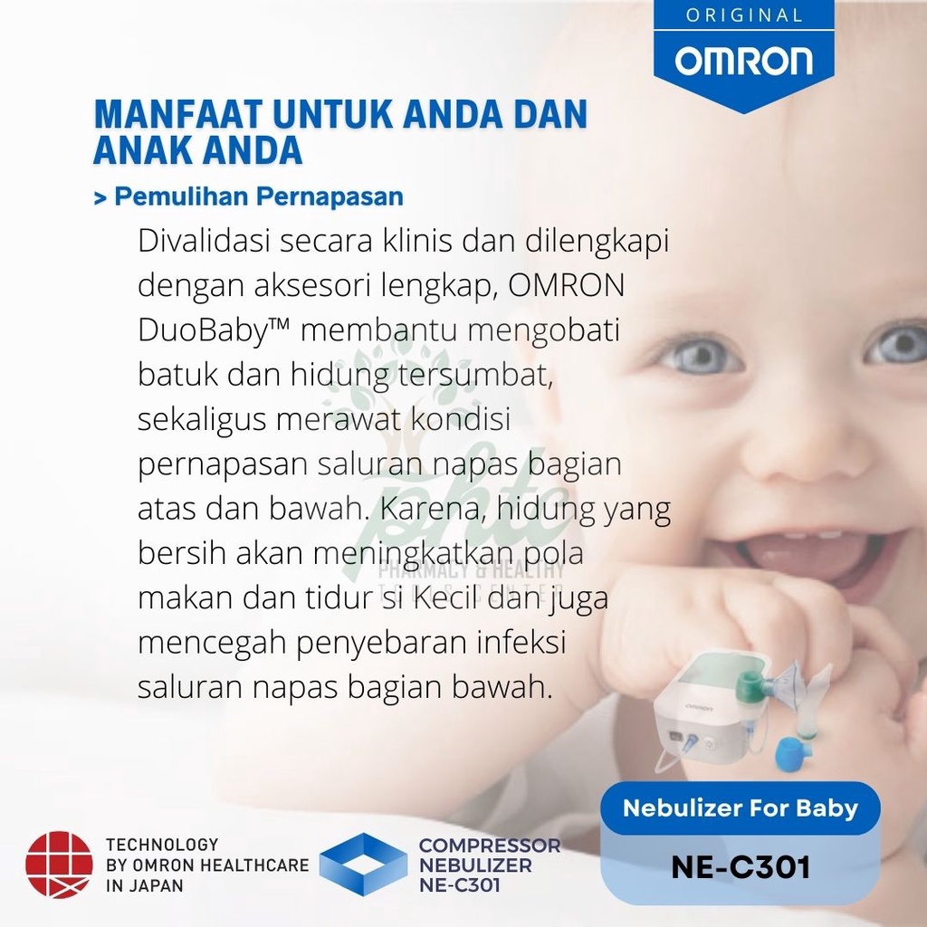 OMRON Compressor Nebulizer Bayi &amp; Nasal Aspirator Duo Baby NE C301 l Omron Nebulizer NE C301 Baby Duo