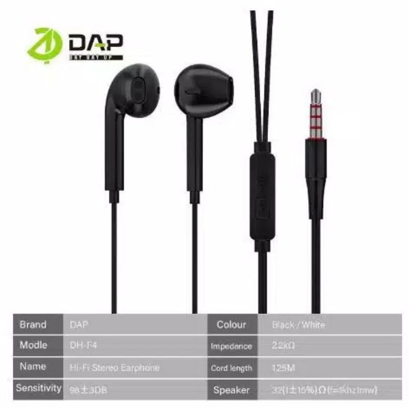 HEADSET DAP DH-F4 SURROUND STEREO 1TOPLES ISI 30PCS HANDSFREE EARPHONE DAP DH-F4 SURROUND STEREO