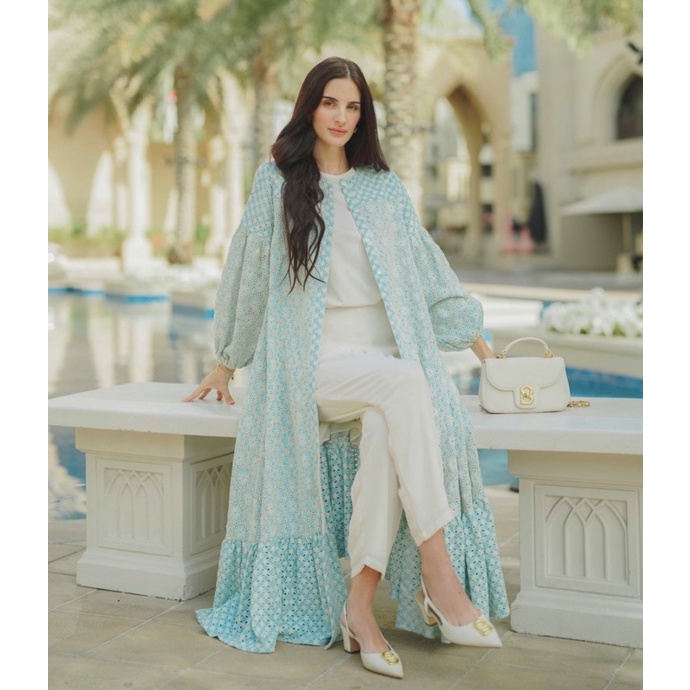 ZIANA MAXI DRESS BLUE SIZE S BENANG JARUM BUTTONSCARVES READY SIAP KIRIM ‼️