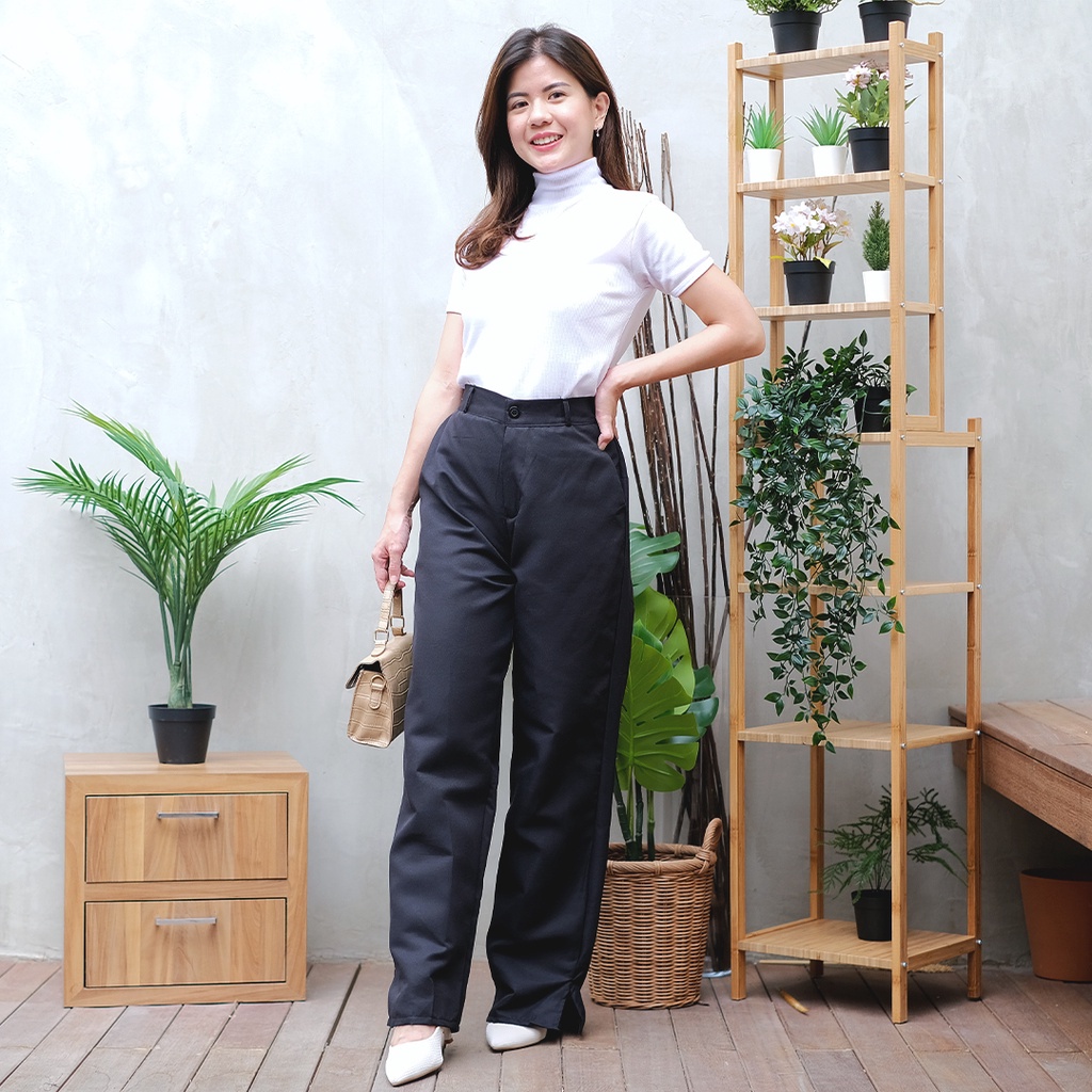 BEFAST - ZEC OOTD Wanita Celana DENISA / Melva American Drill Slit Kulot / Celana Kulot Casual / Celana Kekinian Remaja / Celana Polos Fromal / Celana Kulot OOTD Remaja Terlaris / Celana Ke Kampus