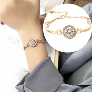 Gelang Rantai Lapis Emas / Silver dengan Berlian Imitasi Individual Elegan untuk Wanita