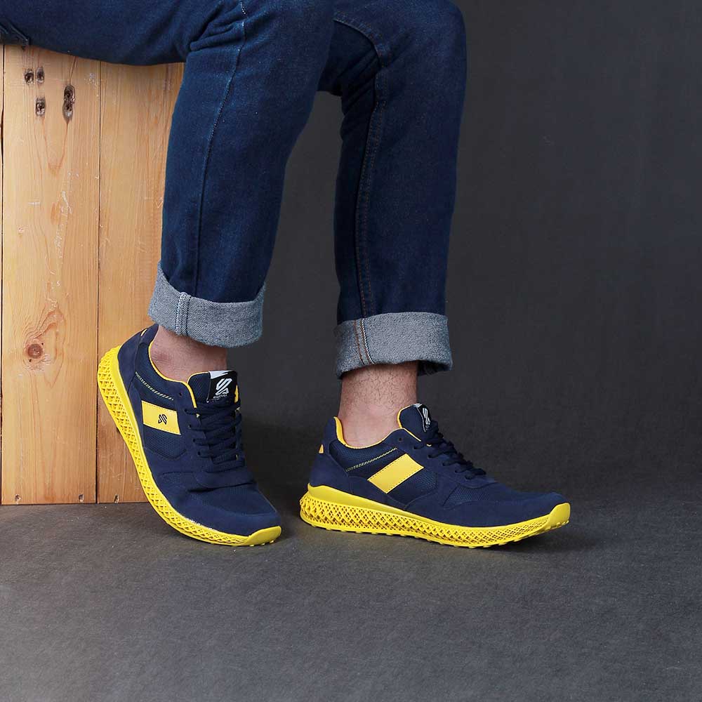 SNEAKERS PREMIUM KUNING NAVY SEPATU SPORT PRIA DEWASA KASUAL 980