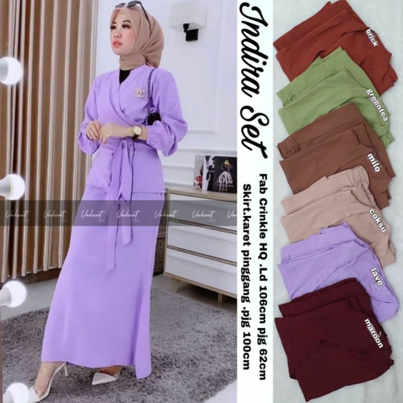 One Set Rok Wanita Muslimah Kekinian Indira Set by Hijab Fashion Solo-4