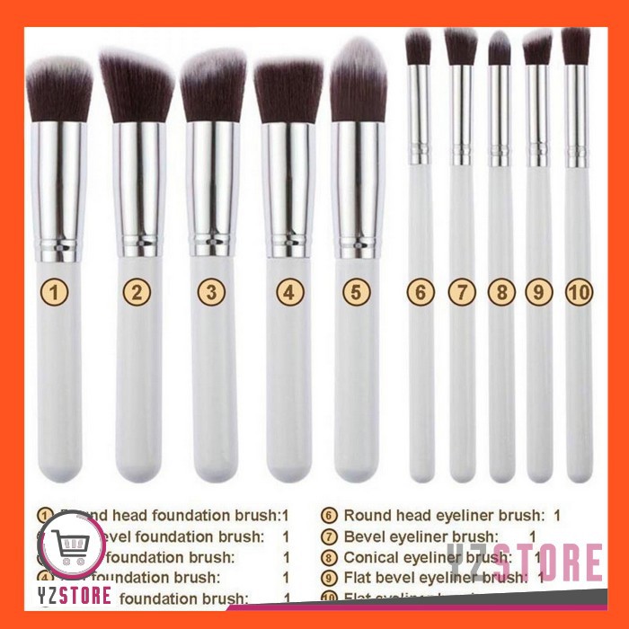 Set Kuas Make Up Wajah isi 10 PCS / MakeUp Brush Mata Kosmetik Brushes Kabuki Brush YZ08