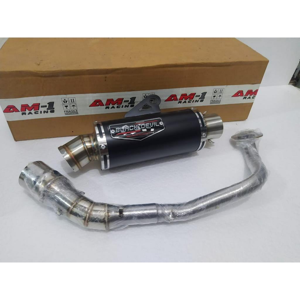 Kenalpot Black devil Bulat Hitam Doff Knalpot Racing Mio Cw Soul Sporty M3 J Gt Z Xeon Spacy Beat St
