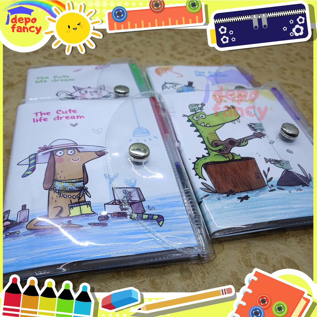 

Buku Tulis Mini Notebook Mini Memo Spiral Motif Fancy + Bulpen BK100-2281A