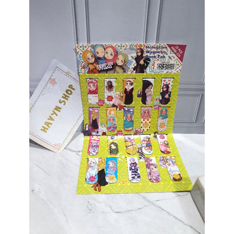 (20pc) pembatas buku magnet kecil/magnetic bookmark/1 lembar dapat 20pcs-HIJAB