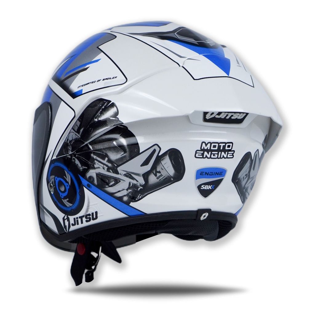 Helm Jitsu Moto Engine White Blue SNI