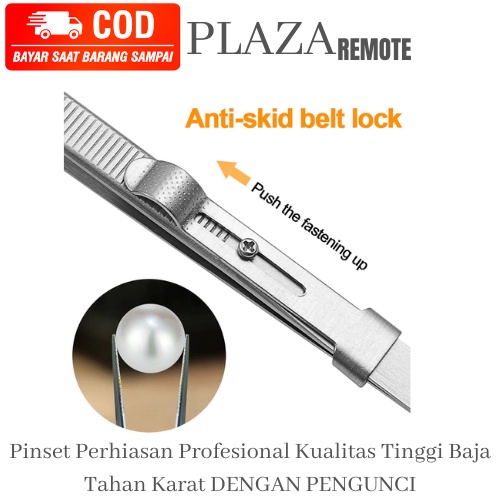 PINSET PENJEPIT Perhiasan / KOMPONEN ELEKTRONIK  Tahan Karat SLIDE LOCK STRAIGHT AND CURVED