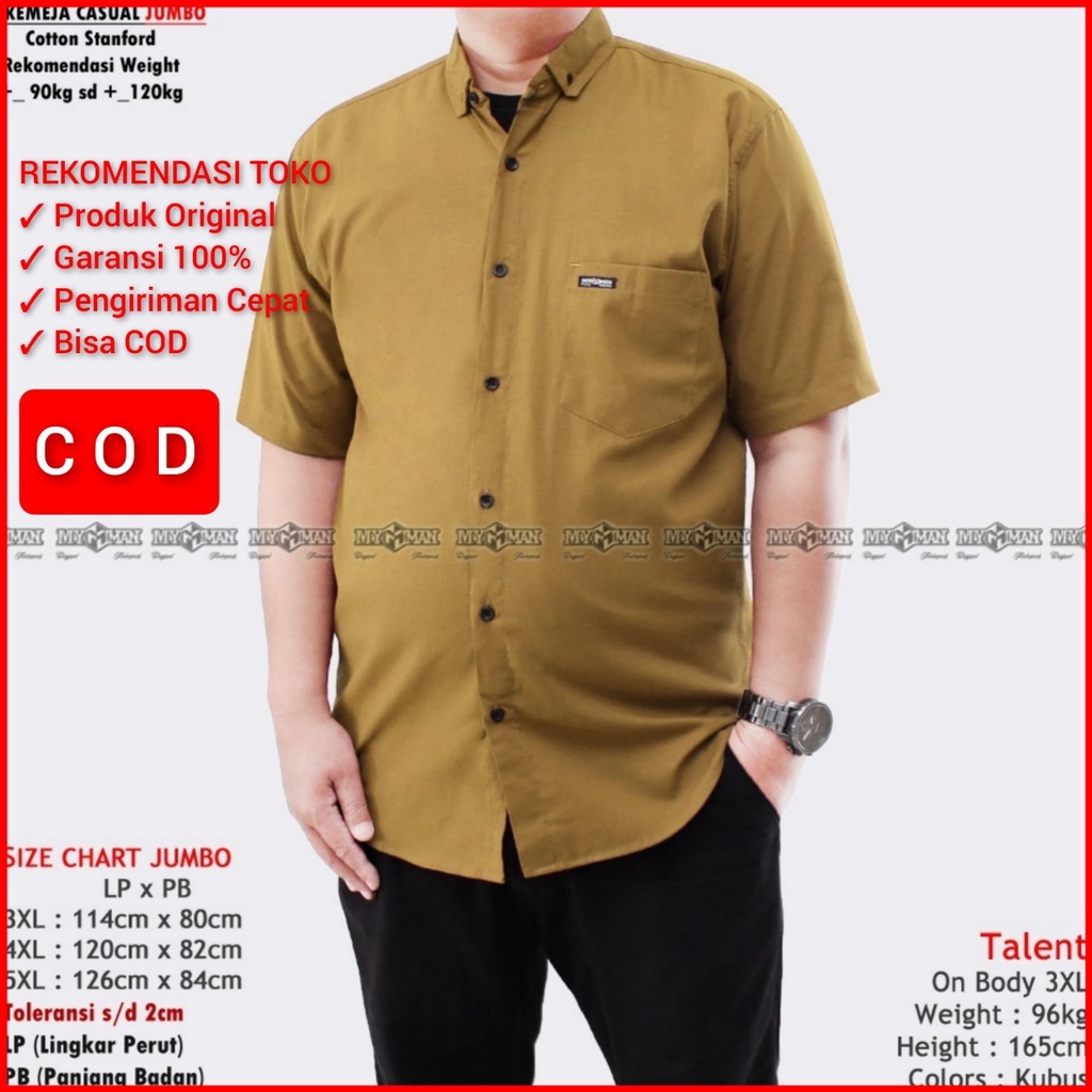 MY MAN Original Kemeja Polos lengan pendek jumbo kemeja pria warna Kubus big size art seri MY224