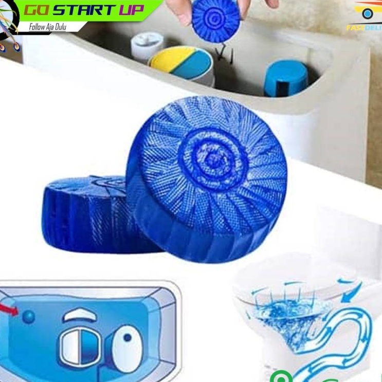 Tablet biru pembersih toilet penyegar kloset blue cleaner anti bau jamur sibiru si closet bagus anti jamur 50g