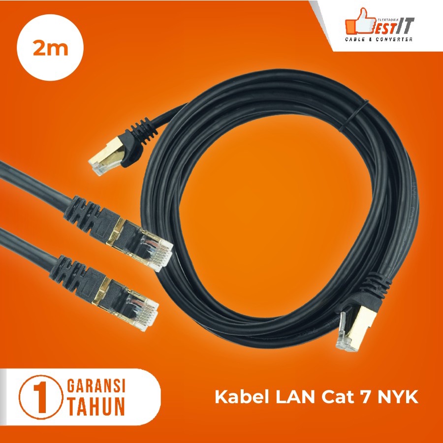 Kabel Lan SSTP Cat7 Ethernet Network 10Gbps Gold Plated RJ45 2 Meter NYK