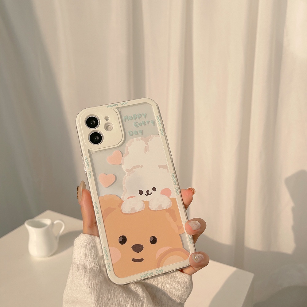 IPHONE Casing Handphone TPU Kartun Kelinci Beruang Lucu Untuk Iphone7 8 PLUS X XR Xs11 12 13 14 MINI PRO MAX