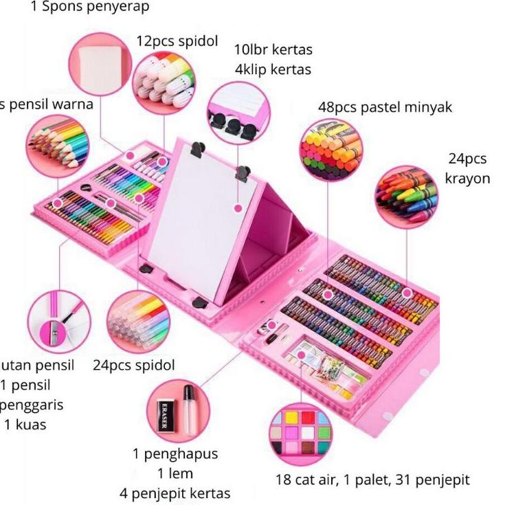 

Sekarang Ada Alat Set Gambar Lukis Anak Laki-laki Anak-anak Cewe krayon Crayon Pensil Warna 208 pcs/Set