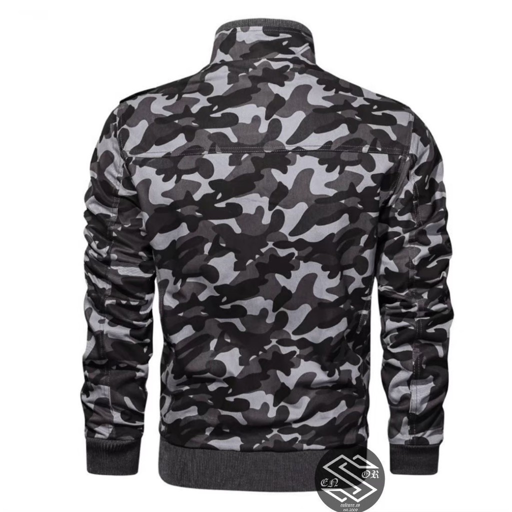 TURUN HARGA ! Jaket Pria Bomber Elegant Camo Army Bahan Canvas Original Distro Bandung - Jaket Bomber Pria