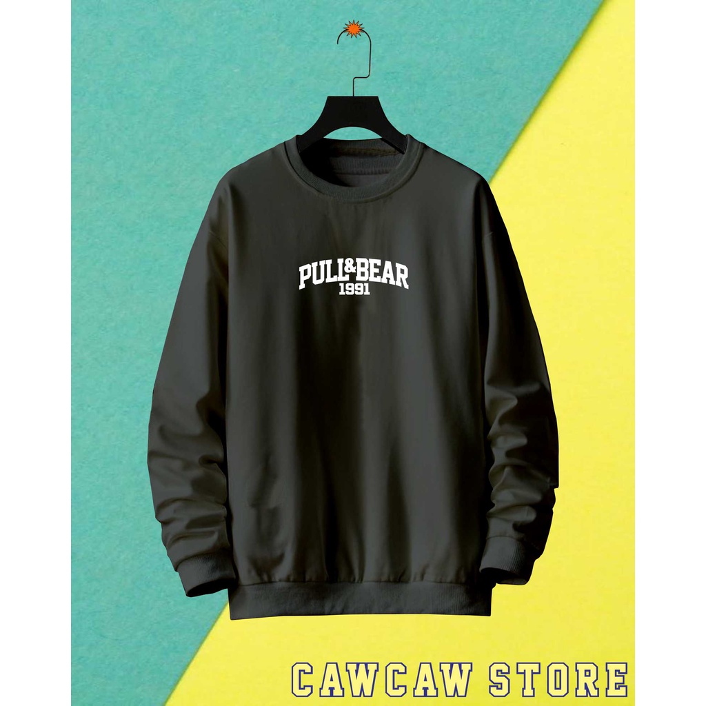 [COD] pull&bear Crewneck Black Motif Simpel Pria/Wanita Premium Quality CN