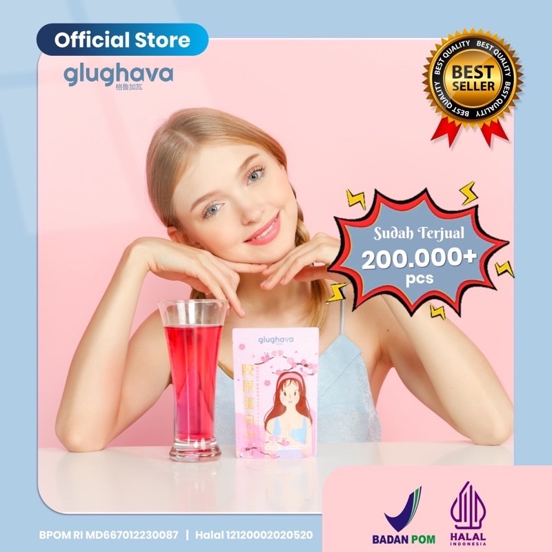 Glughava Colagen drink Juice Strawberry 50gr Original minuman kolagen