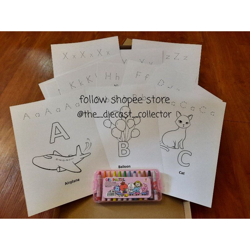 

KID ACTIVITY BOOK (TRACING + COLORING + READING + CUTTING) ABC LETTER