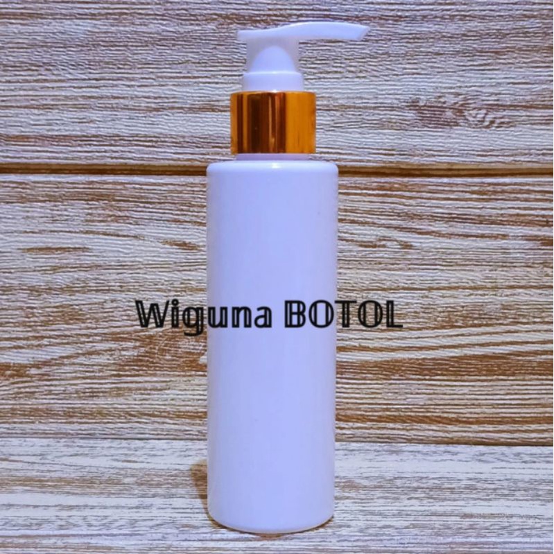 Botol Pump 150 ML Putih model Rf / Botol Rf 150ml Pump Alumunium Gold