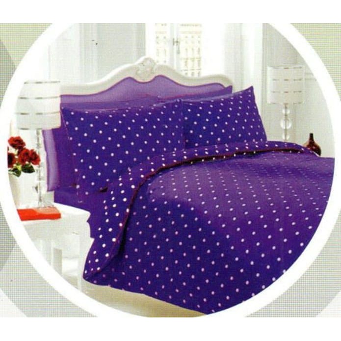 Sprei Katun Jaxine Polkadot Ungu Tua Single 120x200x20
